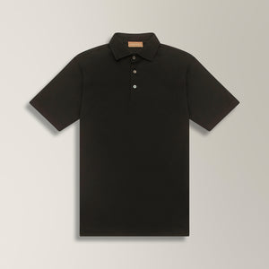 Polo Shirt in Mercerised Cotton - Black | Andrea Kosta