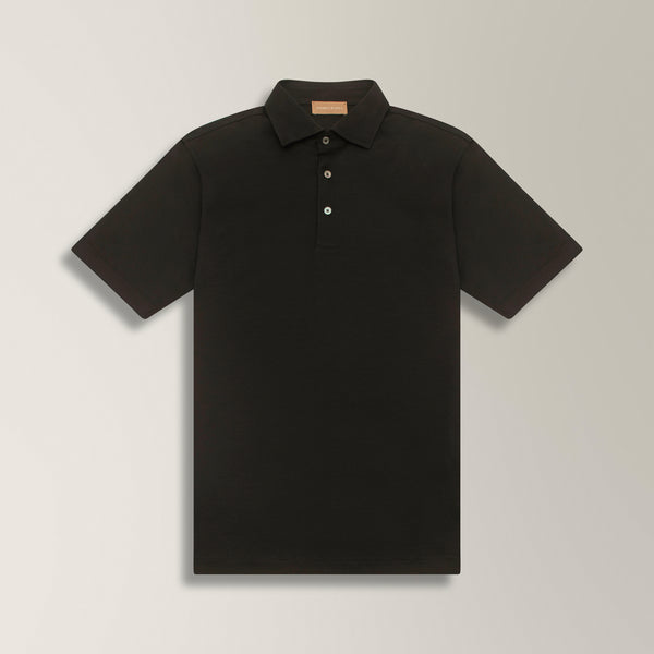 Polo Shirt in Mercerised Cotton - Black | Andrea Kosta