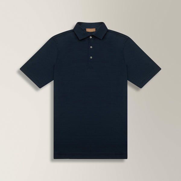 Polo Shirt in Mercerised Cotton - Blue | Andrea Kosta