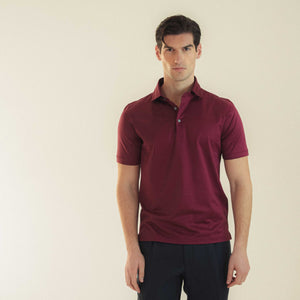 Polo Shirt in Mercerised Cotton - Cherry | Andrea Kosta
