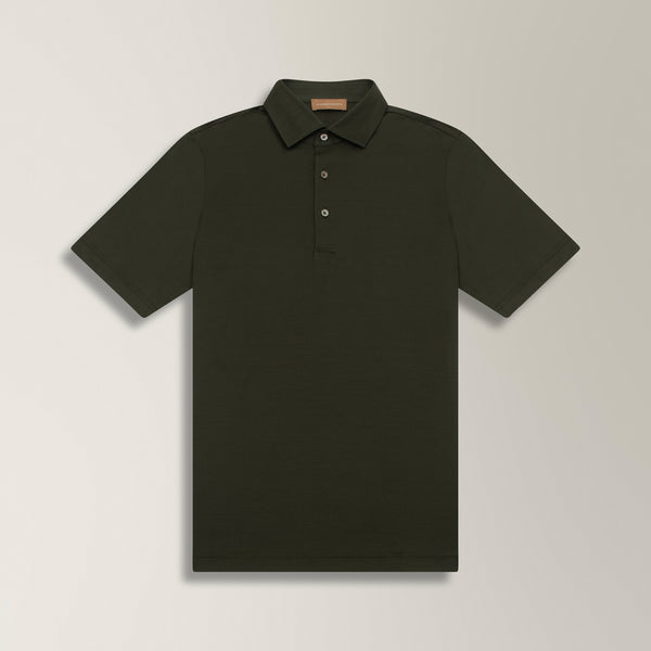 Polo Shirt in Mercerised Cotton - Dark Green | Andrea Kosta