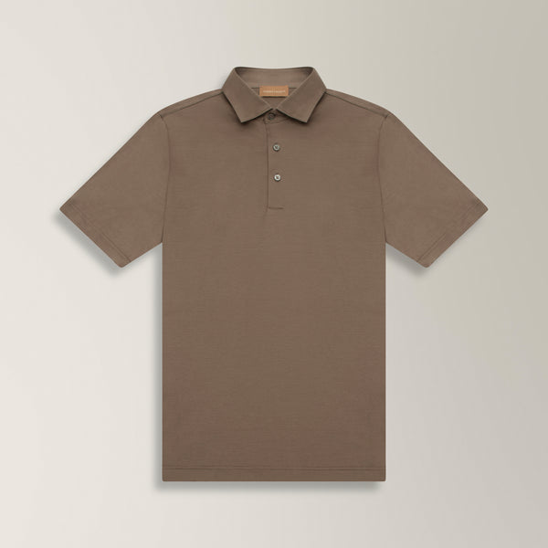 Polo Shirt in Mercerised Cotton - Taupe | Andrea Kosta