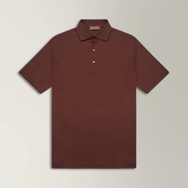 Polo Shirt in Mercerised Cotton - Terracotta | Andrea Kosta 