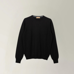 Crew Neck Jumper in Merino Wool  Black | Andrea Kosta