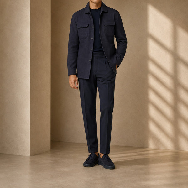 Jacket in Wool Silk Linen - Midnight Blue | Andrea Kosta