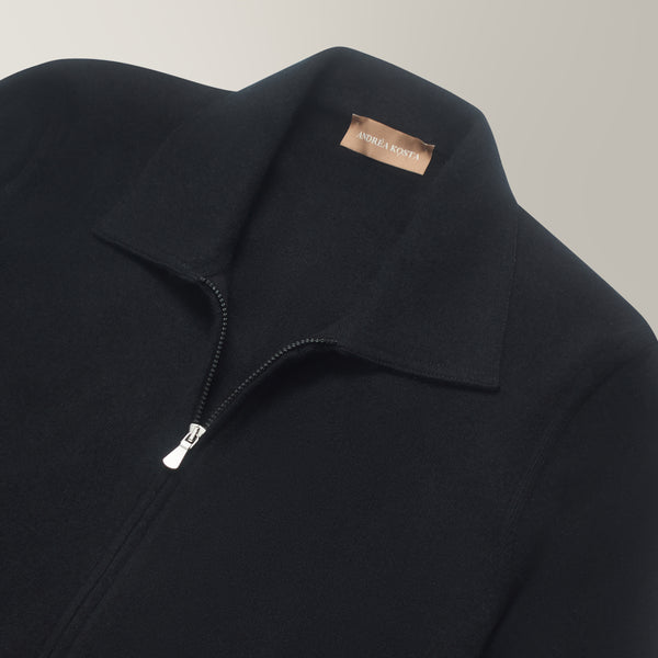 Nereo Full Zip Jacket in Cashmere - Black | Andrea Kosta