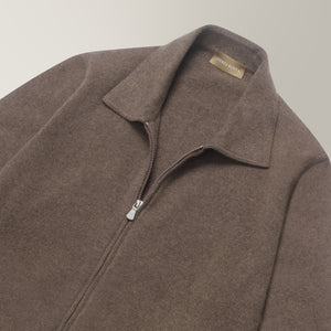 Nereo Full Zip Jacket in Cashmere - Taupe | Andrea Kosta