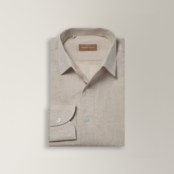 One-Piece Collar Shirt in Linen - Sand | Andrea Kosta