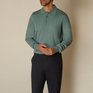 Panta Knit Polo in Merino Wool - Duck Egg Blue | Andrea Kosta