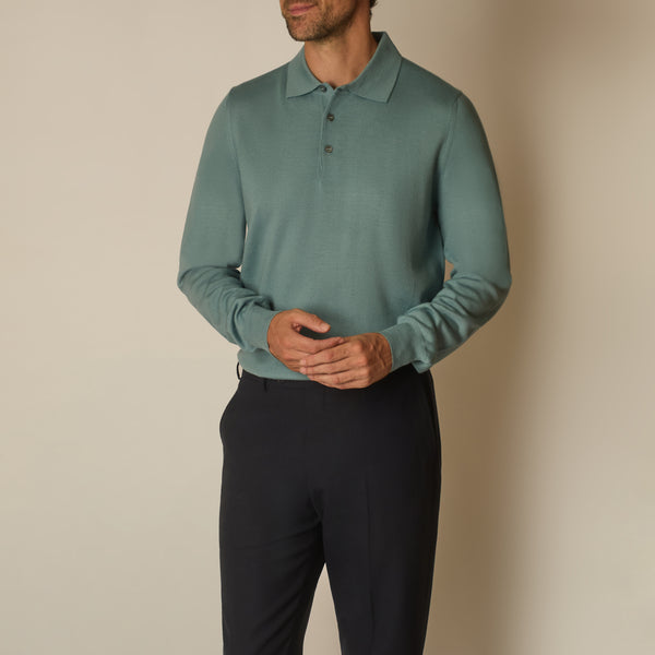 Panta Knit Polo in Merino Wool - Duck Egg Blue | Andrea Kosta