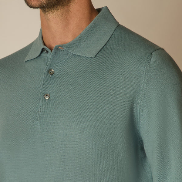 Panta Knit Polo in Merino Wool - Duck Egg Blue | Andrea Kosta