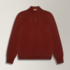 Panta Knit Polo in Merino Wool - Brick Red | Andrea Kosta