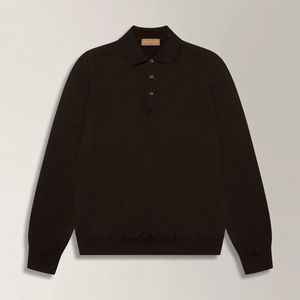 Panta Knit Polo in Merino Wool - Chocolate Brown | Andrea Kosta 