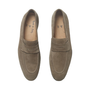 Penny Loafers in Suede - Taupe | Andrea Kosta