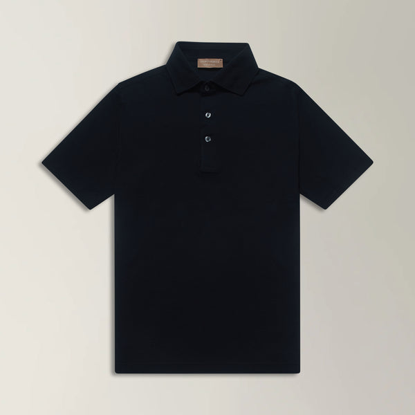 Pique Polo in Cotton - Black | Andrea Kosta 