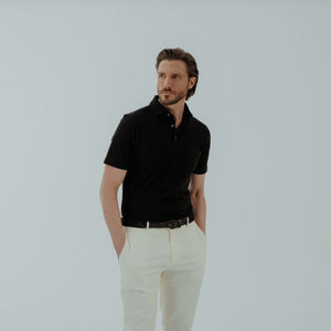 Pique Polo in Cotton - Black | Andrea Kosta 