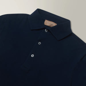 Pique Polo In Cotton - Navy | Andrea Kosta 