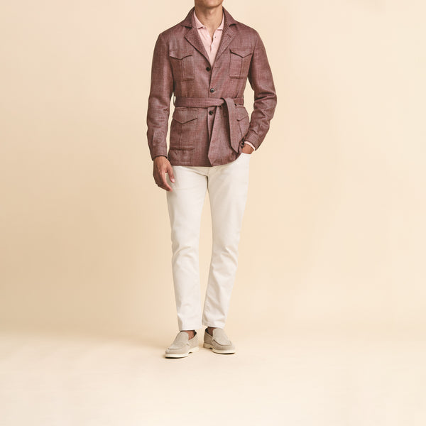 Plum Wool-Silk-Linen Herringbone Jacket | Andrea Kosta