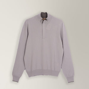 Quarter-Zip Knit - Wool & Cashmere - Stone | Andrea Kosta