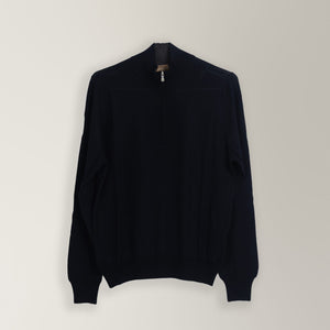 Quarter-Zip Knit - Wool - Black | Andrea Kosta