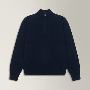 Quarter Zip Jumper in Cotton - Navy | Andrea Kosta 
