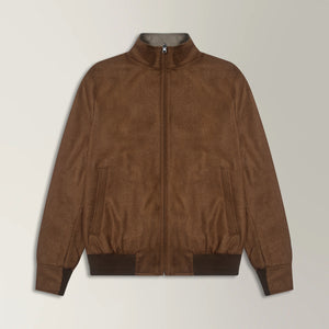 Reversible Bomber Jacket in Silk&Wool - Brown/Beige | Andrea Kosta 