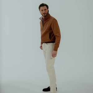 Reversible Bomber Jacket in Silk&Wool - Brown/Beige | Andrea Kosta 