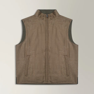 Reversible Gilet in Silk & Wool - Brown & Khaki | Andrea Kosta 