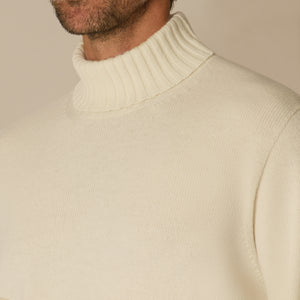 Roll Neck Jumper in Wool & Cashmere - Off-White | Andrea Kosta