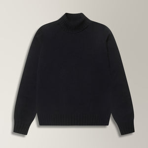 Roll Neck Jumper in Wool & Cashmere - Midnight Blue | Andrea Kosta