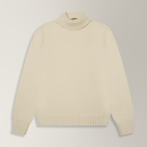 Roll Neck Jumper in Wool & Cashmere - Off-White | Andrea Kosta