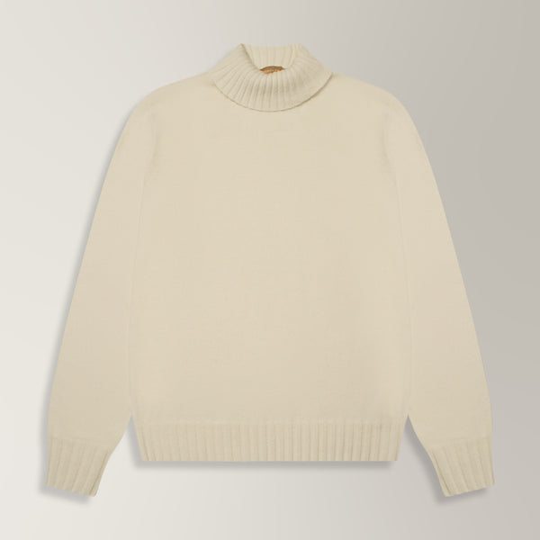 Roll Neck Jumper in Wool & Cashmere - Off-White | Andrea Kosta