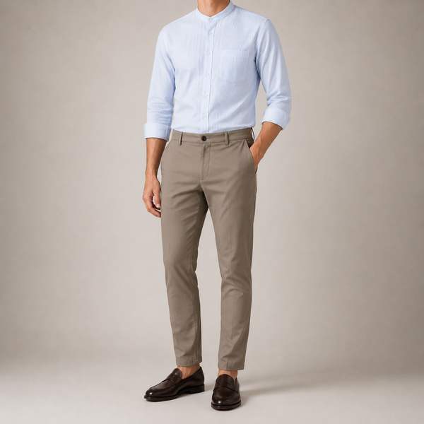  White Seersucker with Light Blue Stripe Shirt