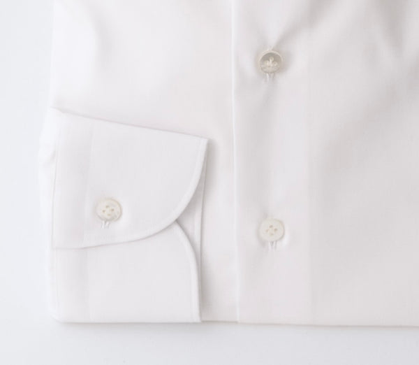 Semi Spread Collar Shirt - Cotton Poplin - White | Andrea Kosta