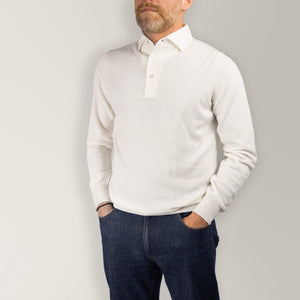 Shirt Collar Polo Knit - Off-White | Andrea Kosta