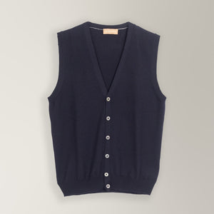 Sleeveless Cardigan - Merino Wool - Navy | Andrea Kosta