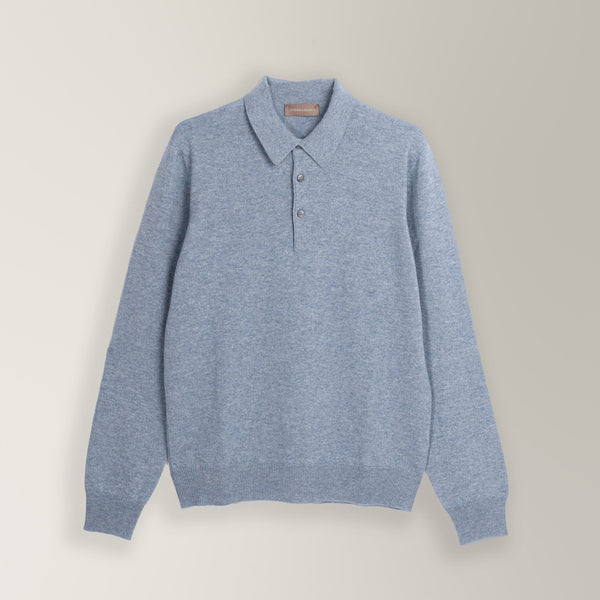 Polo - Wool & Cashmere - Blue | Andrea Kosta