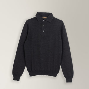Shirt Collar Polo Knit - Charcoal Grey | Andrea Kosta
