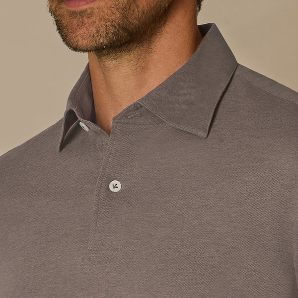Pique Polo in Cotton - Walnut | Andrea Kosta