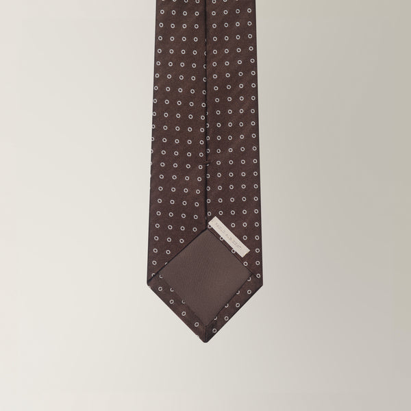 Circle Print Tie in Silk - Brown | Andrea Kosta