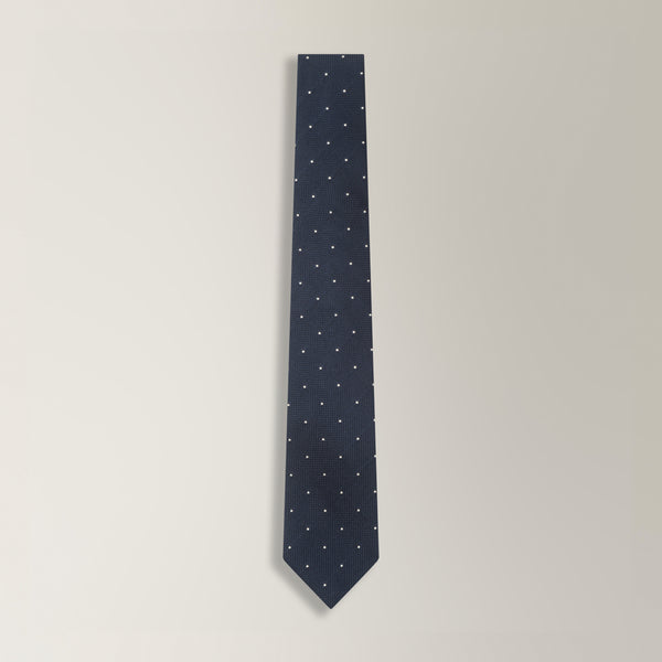 Silk Navy Spot Tie - Navy | Andrea Kosta