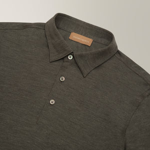 Short Sleeve Polo Shirt in Silk - Charcoal | Andrea Kosta
