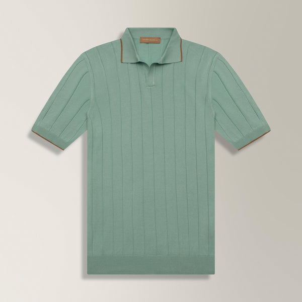 Skipper Collar Polo in Silk - Mint | Andrea Kosta