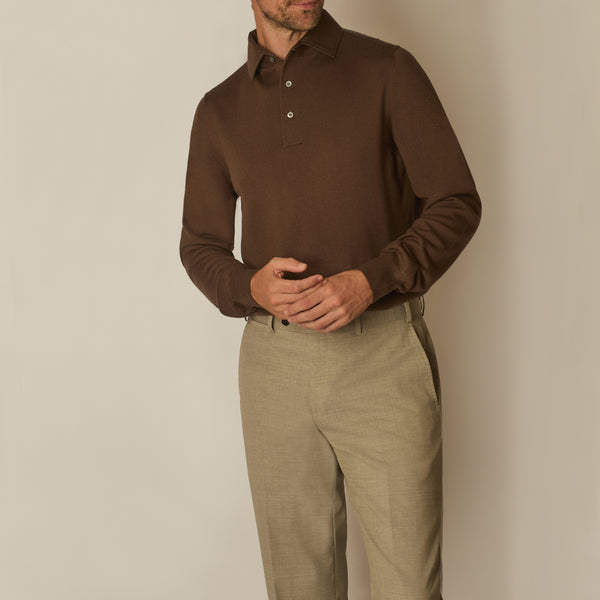 Simo Knit Polo in Merino Wool - Chocolate | Andrea Kosta