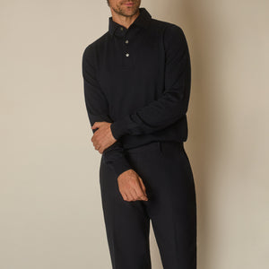 Simo Knit Polo in Merino Wool - Navy | Andrea Kosta