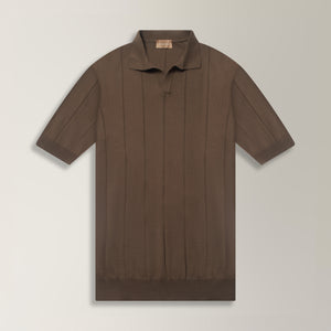 Skipper Collar Polo in 100% Cotton - Brown | Andrea Kosta