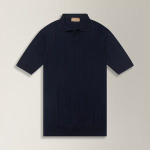 Skipper Collar Polo in 100% Cotton - Navy | Andrea Kosta