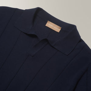 Skipper Collar Polo in 100% Cotton - Navy | Andrea Kosta