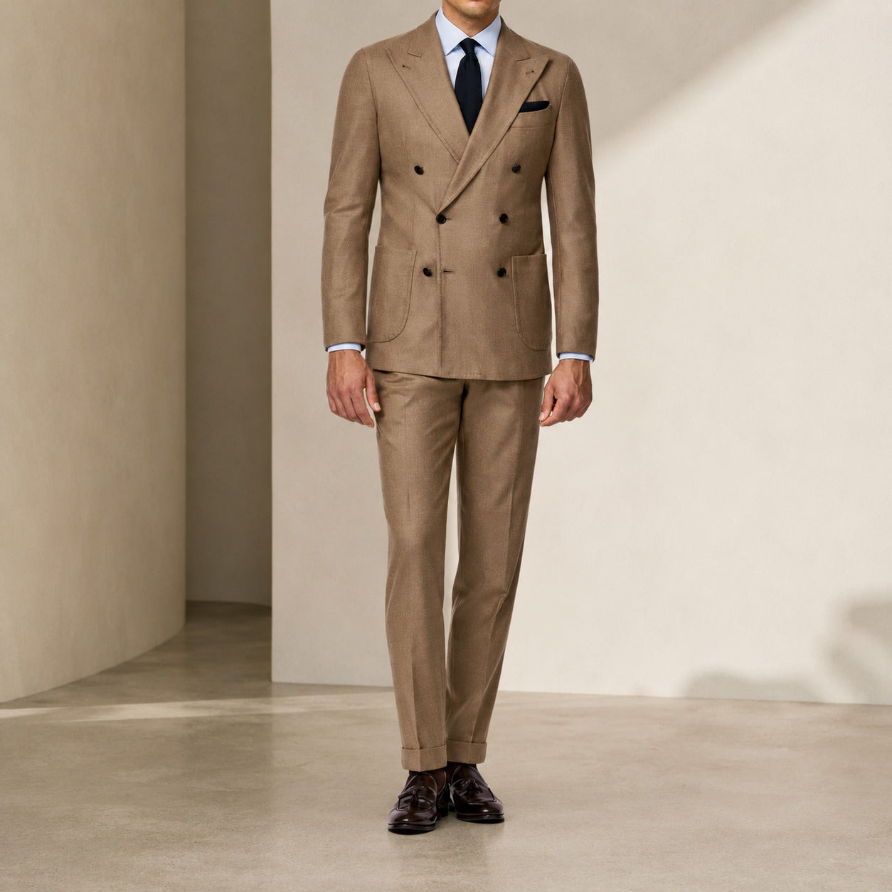 Suit in Brushed Wool Twill - Soft Caramel | Andrea Kosta 