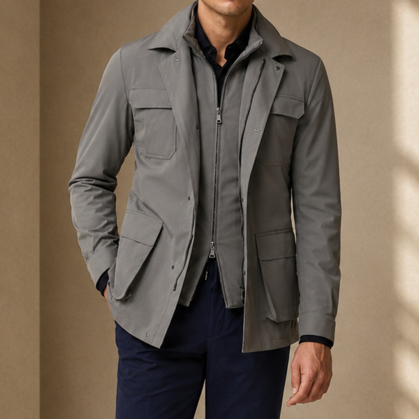 Steel Grey Stretch Water Repellent Technical Jacket